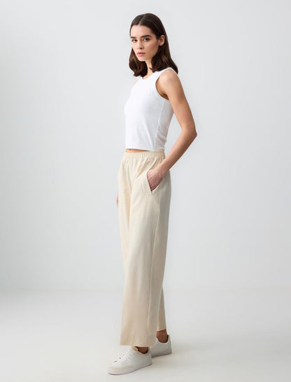 Relaxed Fit High Waist Wide Leg Patterned Woven Pants