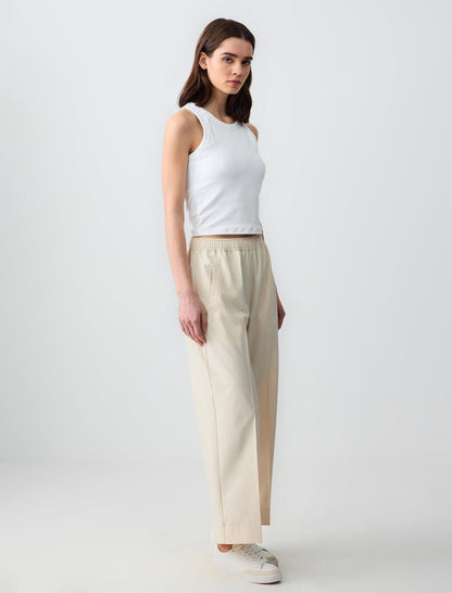 Relaxed Fit High Waist Wide Leg Patterned Woven Pants