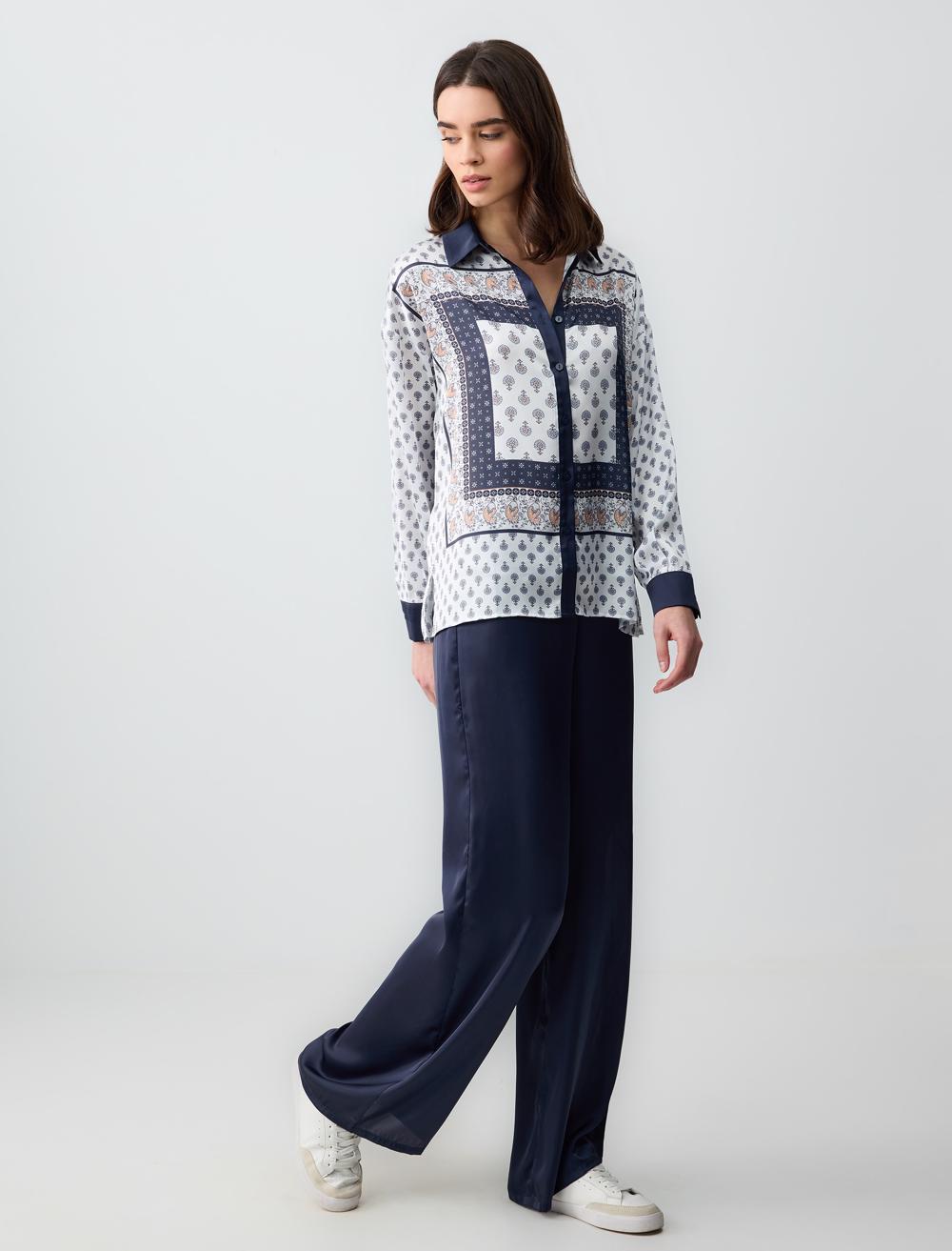 Loose Fit Trousers - Dark Blue - 5SW183014494