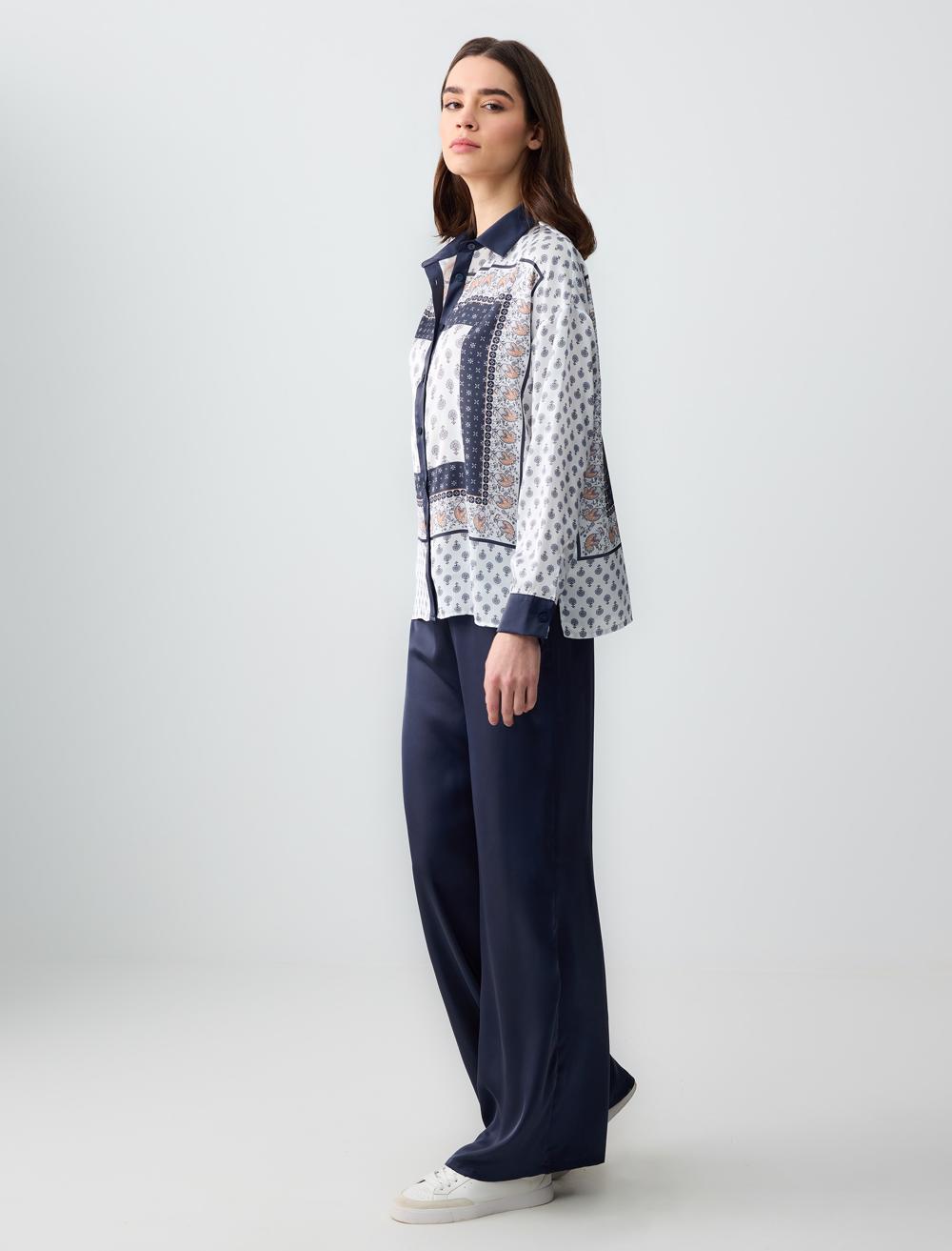 Loose Fit Trousers - Dark Blue - 5SW183014494