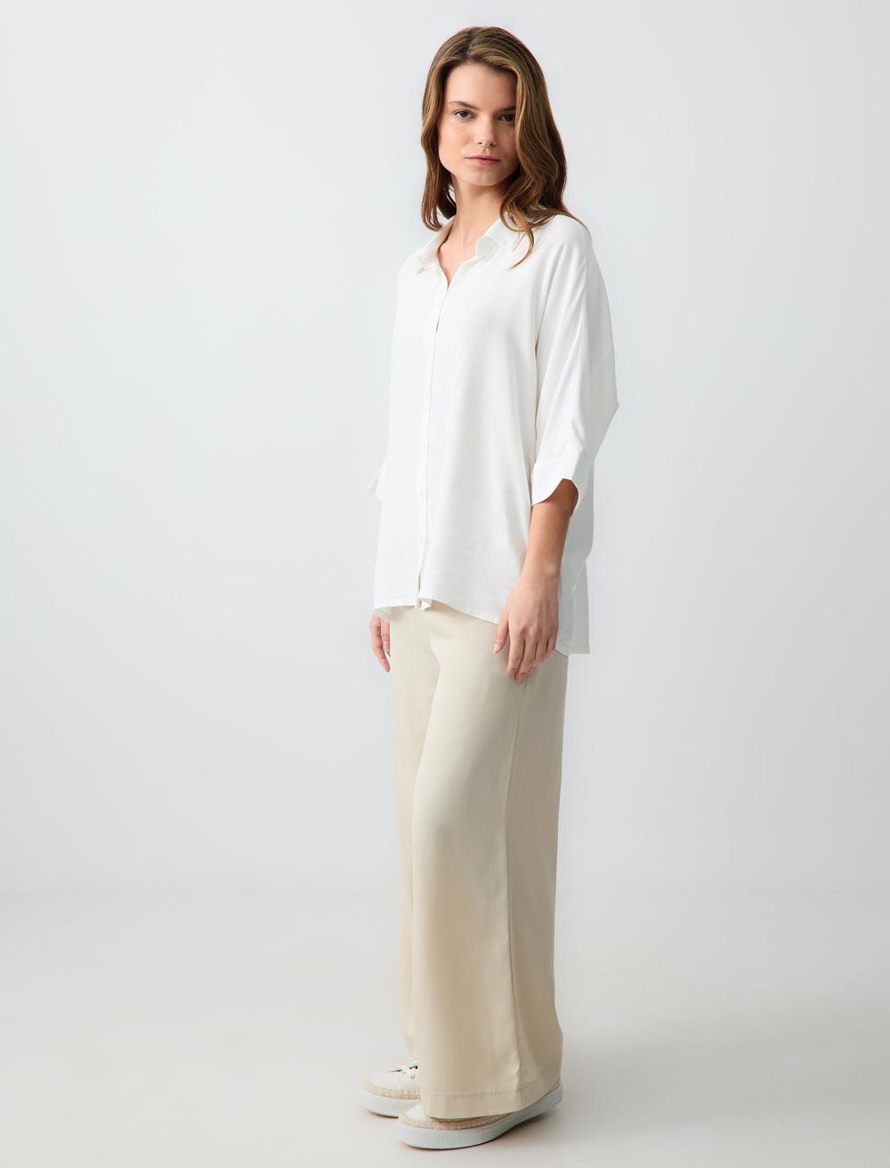 Loose fit Woven Stone Coloured Trousers