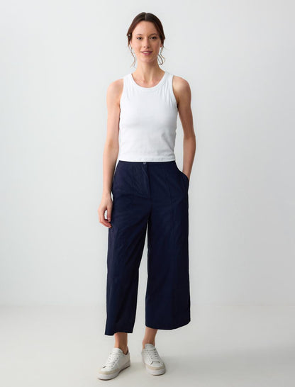 High Waist Wide Leg Relaxed Fit Woven Pants