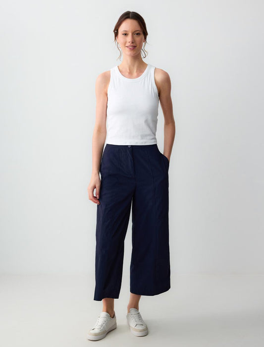High Waist Wide Leg Relaxed Fit Woven Pants