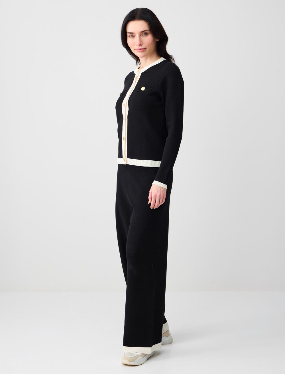 Relaxed Fit Wide-Leg Viscose Knit Trousers - Black - 5WW185285900