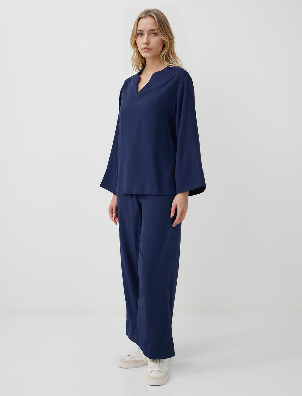 Loose Fit Trousers - Dark Blue - 5WW185352494