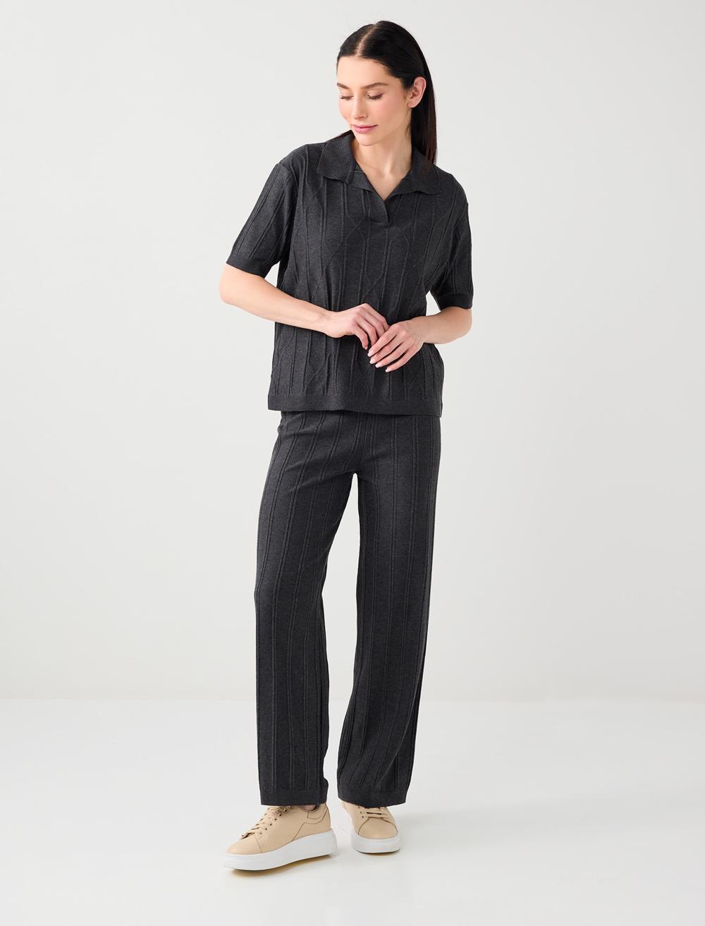 Regular Fit Viscose Straight Leg Trousers - 6SW182210