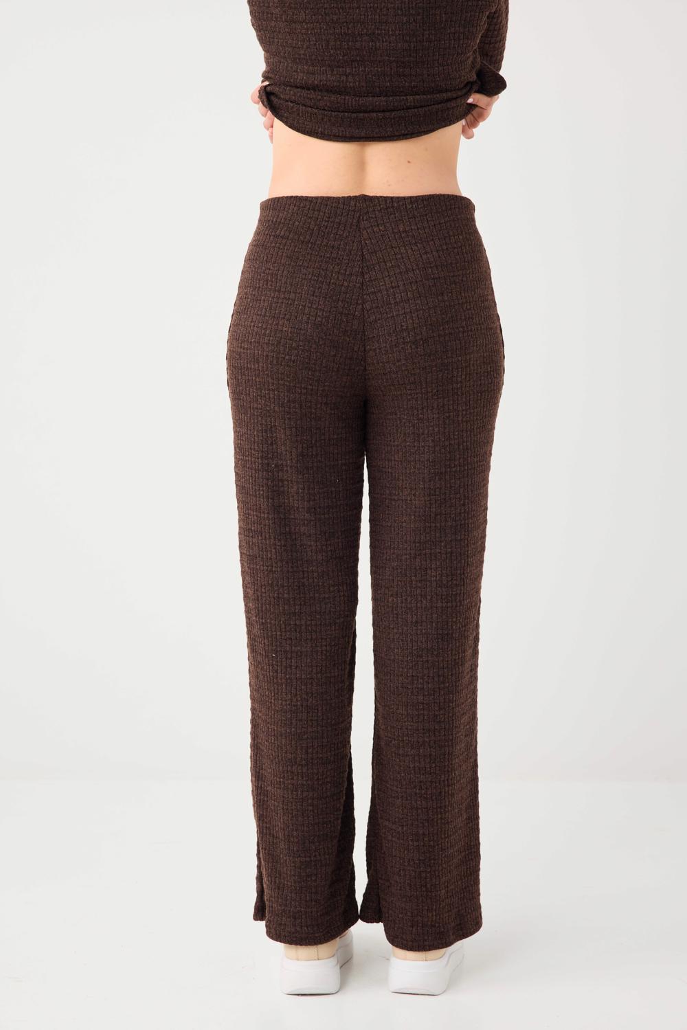 Textured Bouclé-Style Wide Leg Trousers