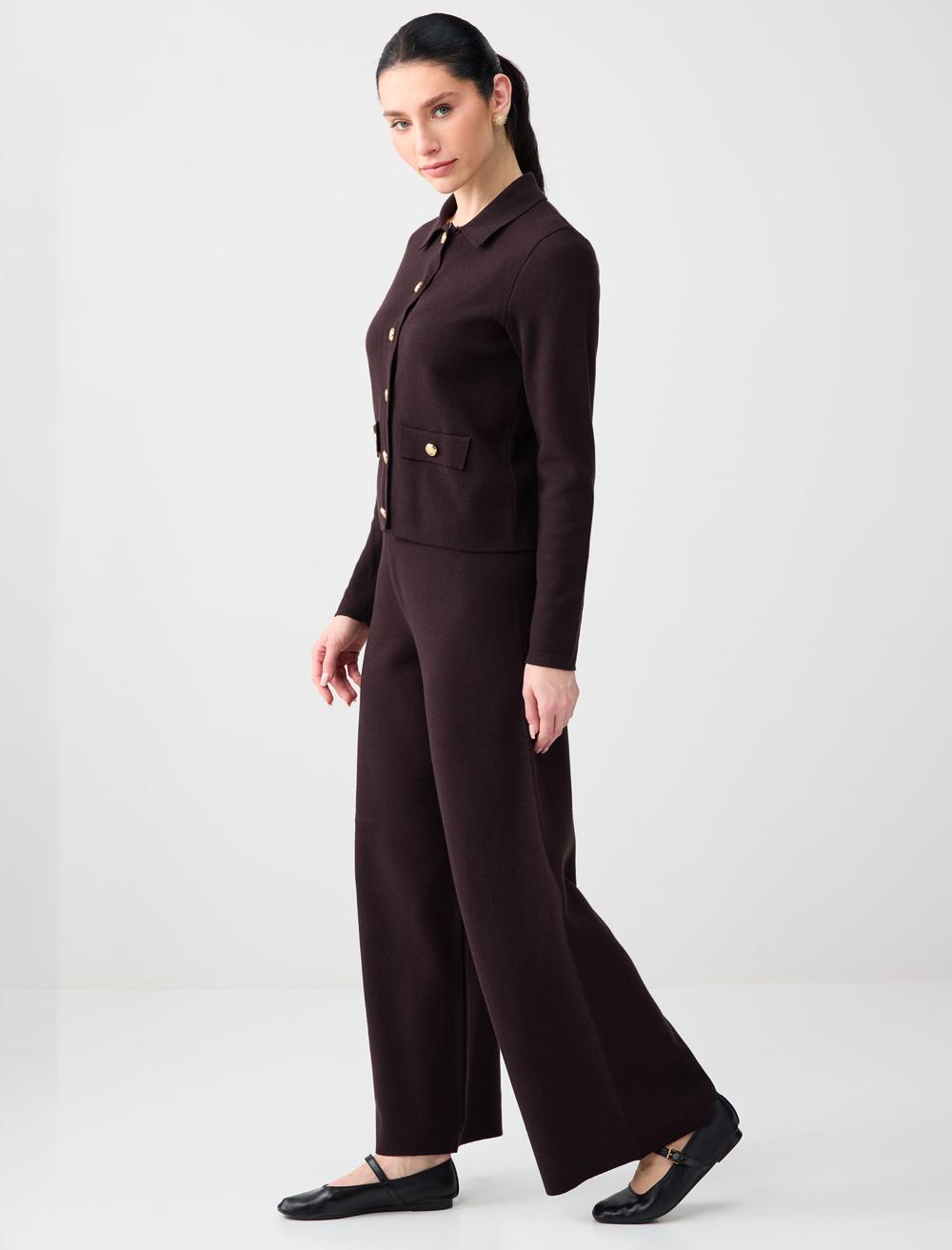 Relaxed Fit Regular Waist Wide Leg Knit Pants