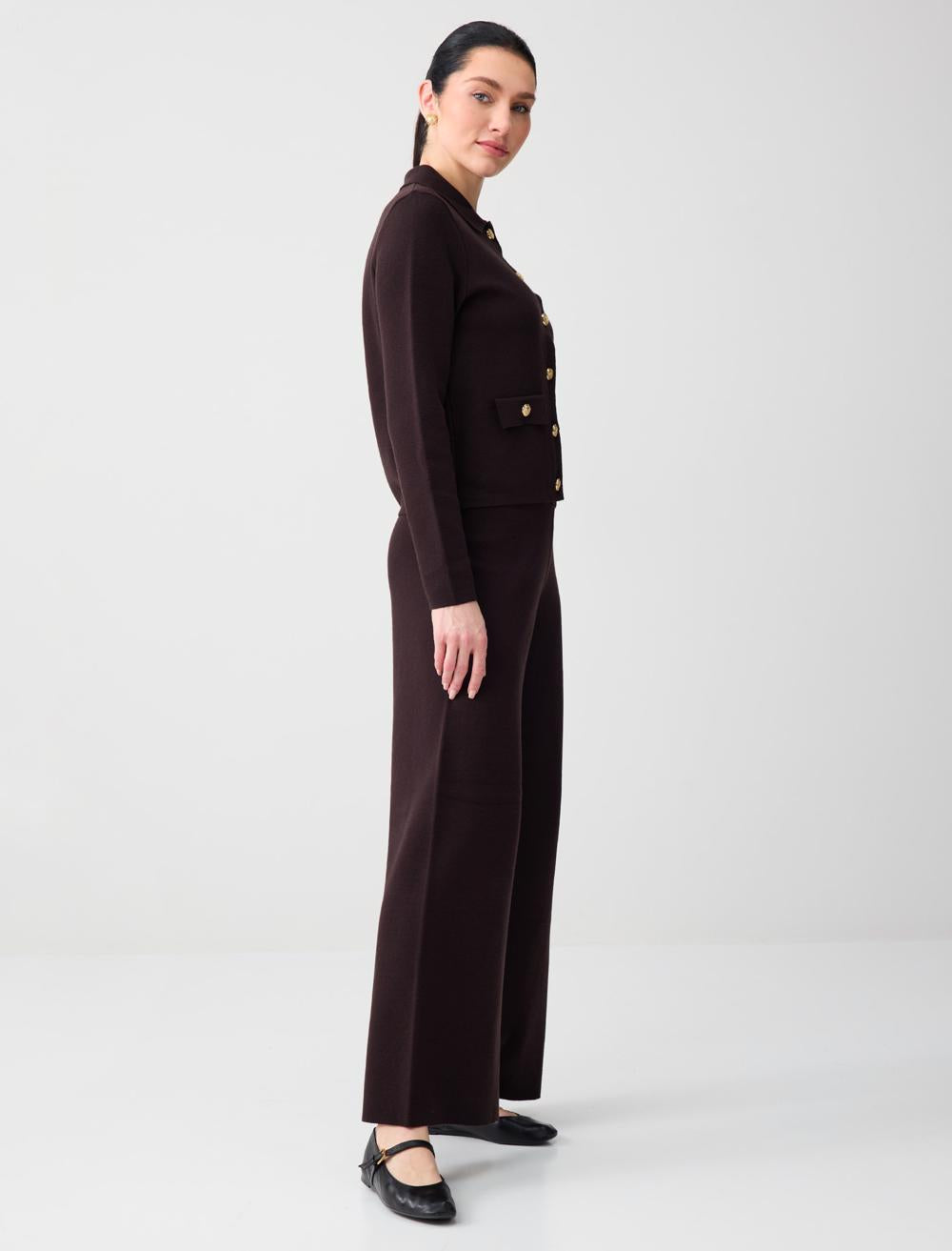 Relaxed Fit Wide-Leg Viscose Trousers - Bitter Brown - 6SW185407803