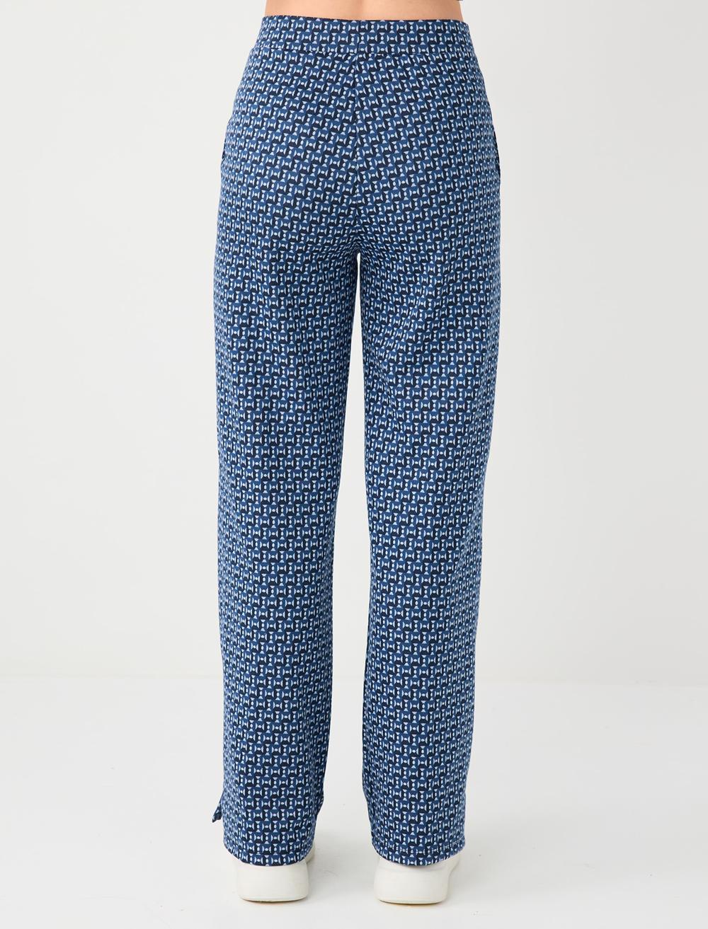 Wide Leg Regular Waist Geometric Pattern Knit Pants