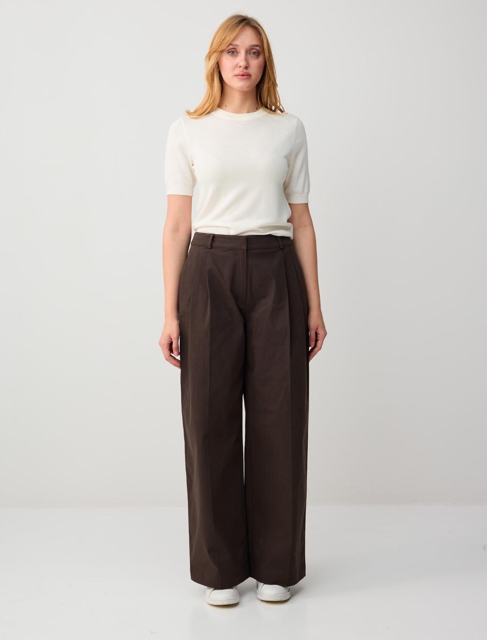 Wide-Leg Cotton Trousers - 6SW185505