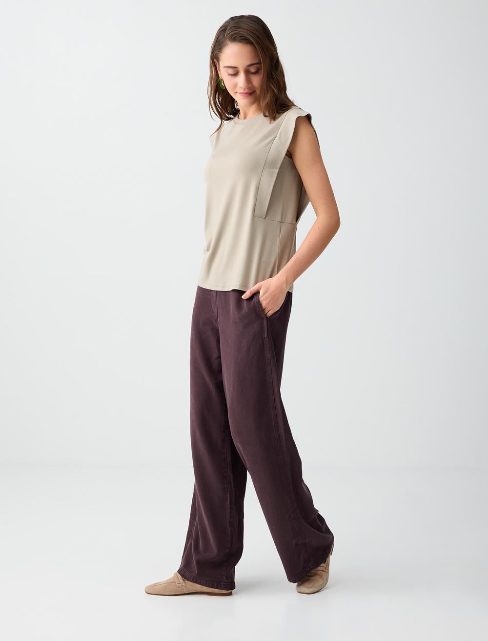 Relaxed Fit Pants - Aci Kahve