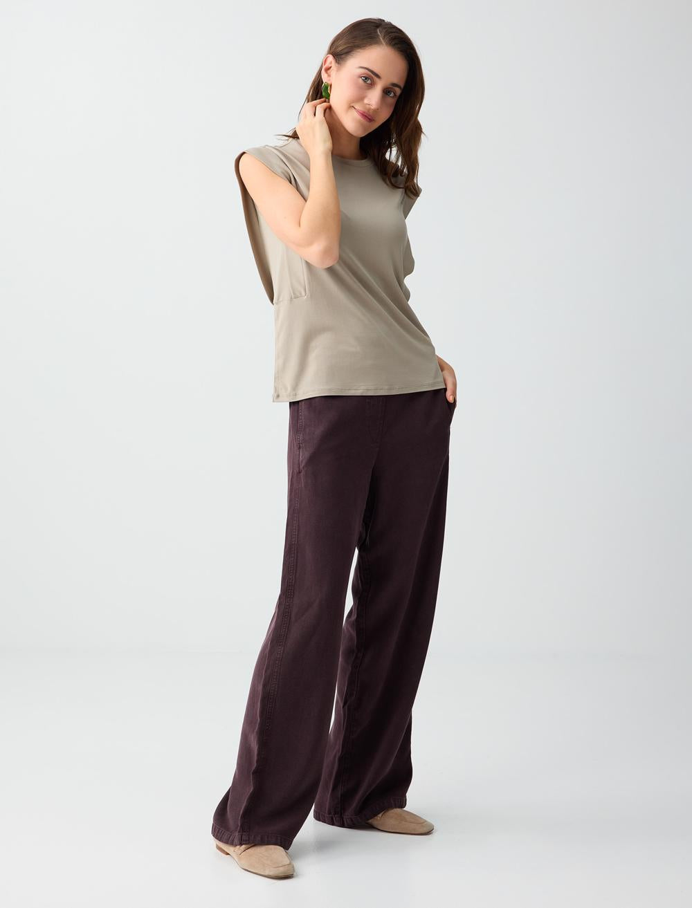 Relaxed Fit Pants - Aci Kahve