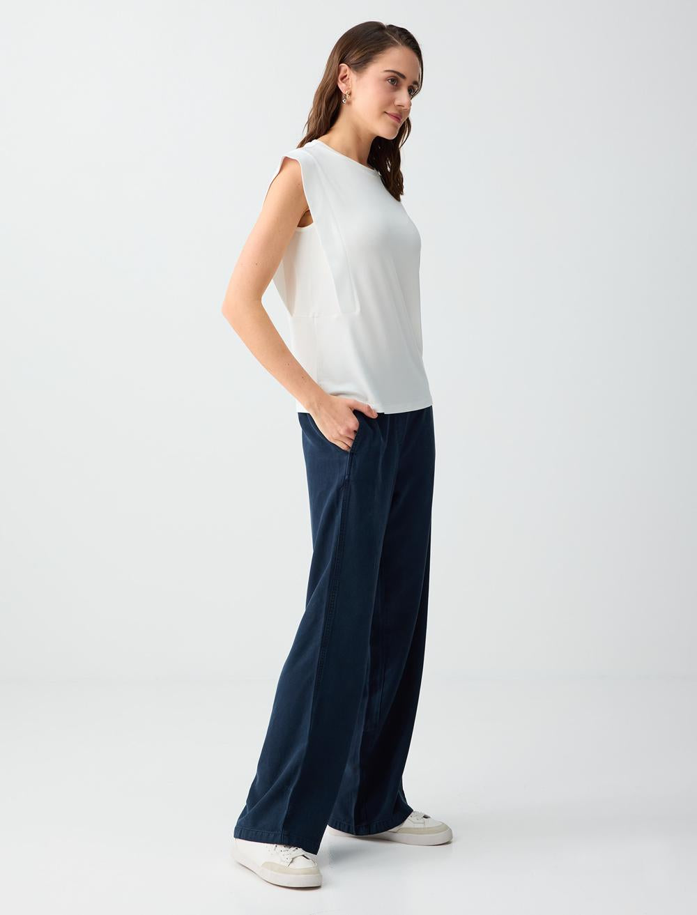 Relaxed Fit Pants - Dark Blue