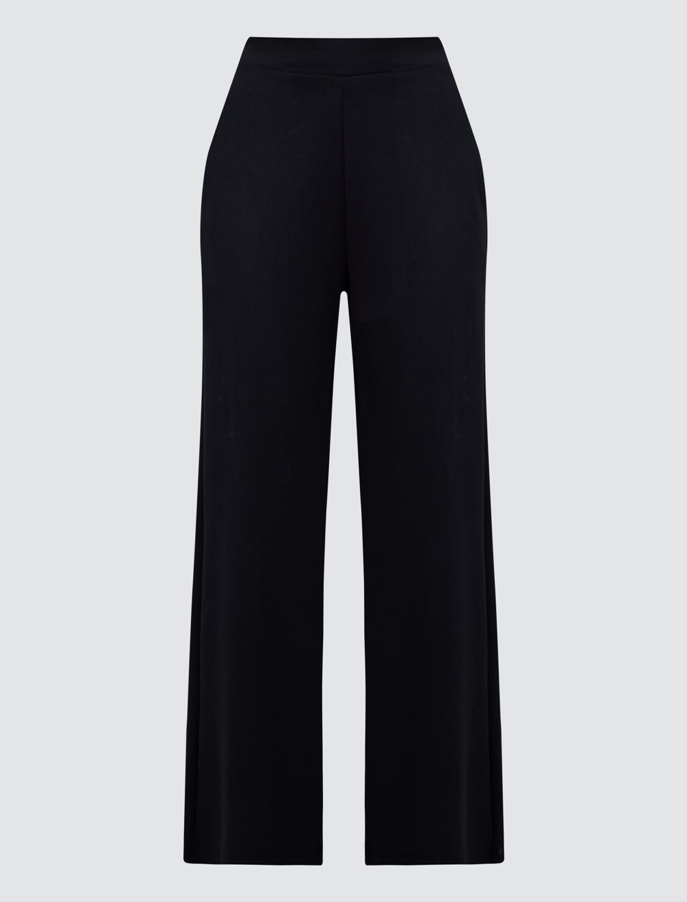 High-Waist Wide-Leg Long Knit Trousers - 6SW185668