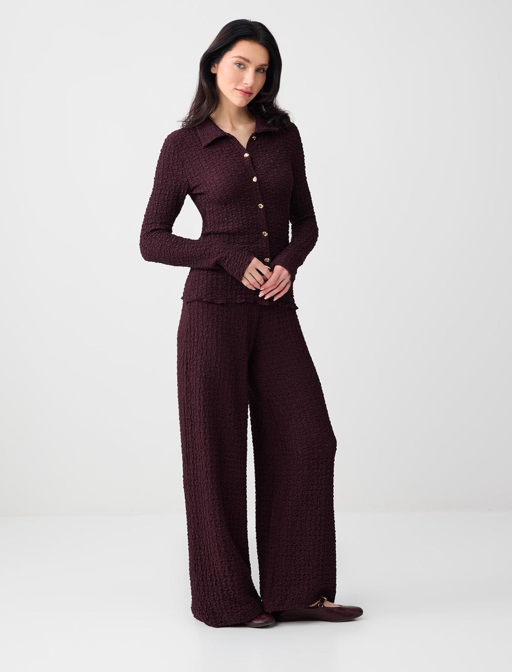 Loose Fit Textured Knit Pants