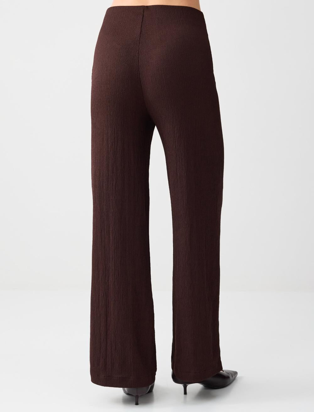 Wide-Leg Polyester Trousers - Bitter Brown - 6SW185732803
