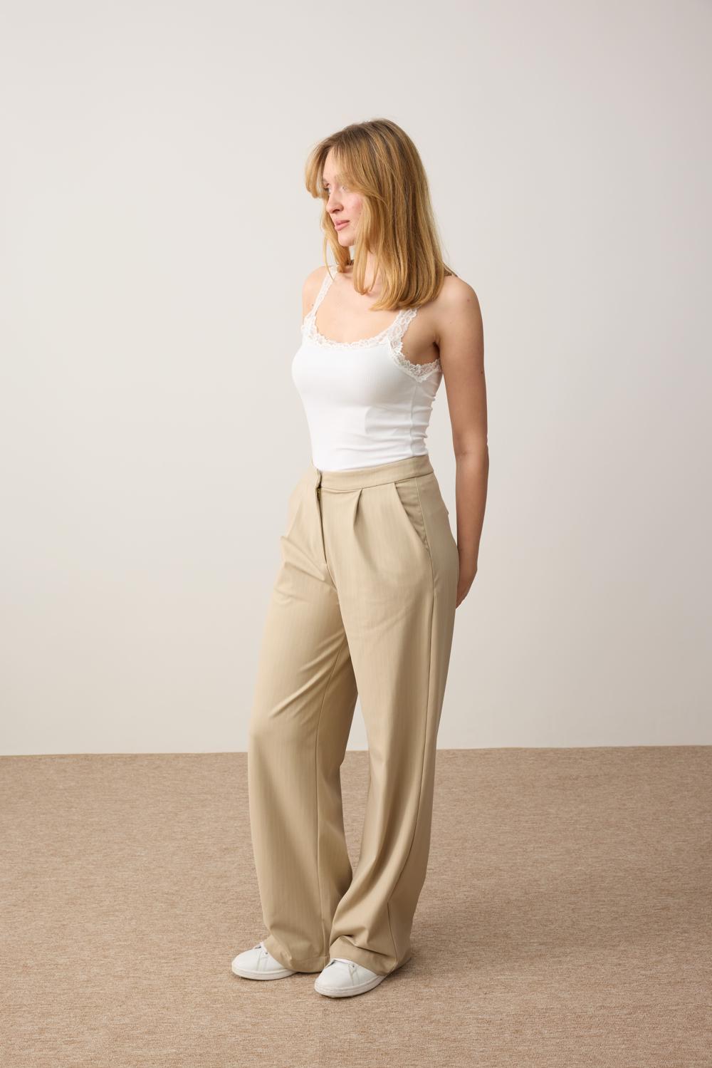 Loose Fit Trousers - Stone - 6SW186579928