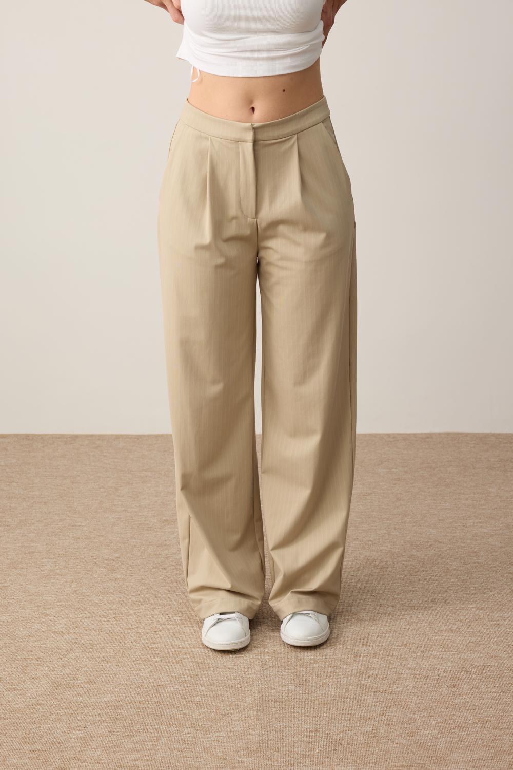Loose Fit Trousers - Stone - 6SW186579928