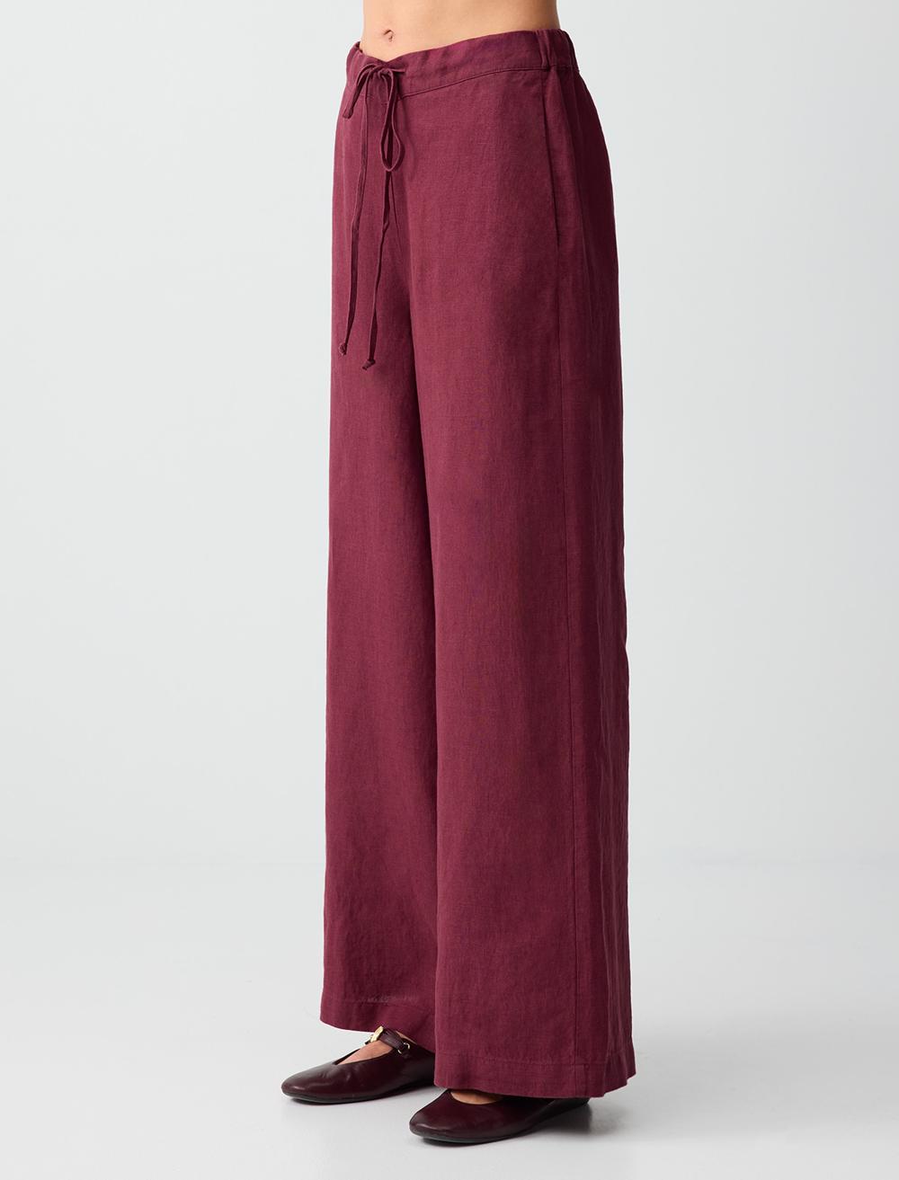 Loose Fit Trousers - Burgundy - 6SW186635562