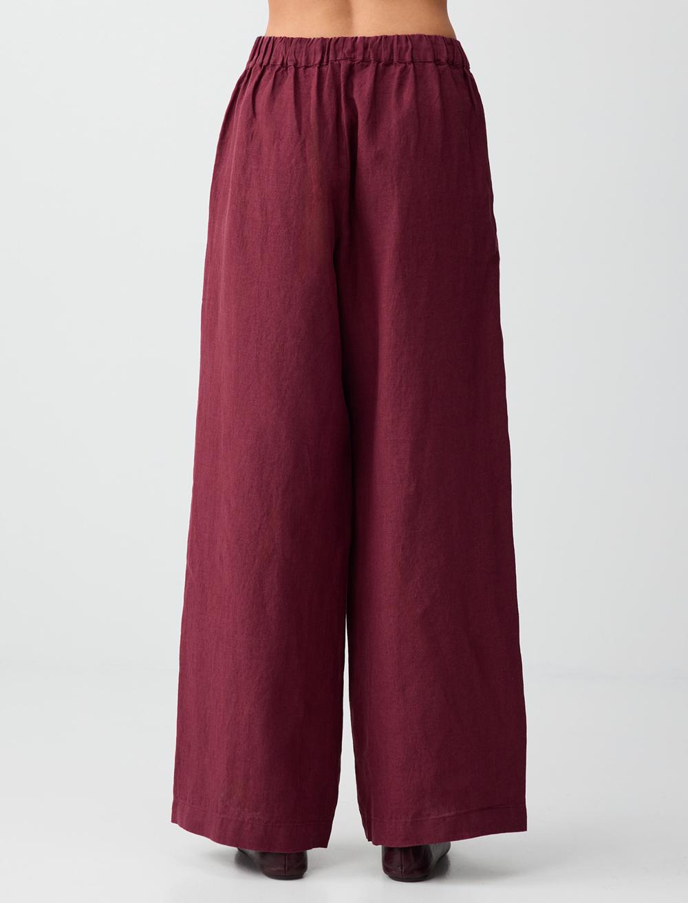 Loose Fit Trousers - Burgundy - 6SW186635562