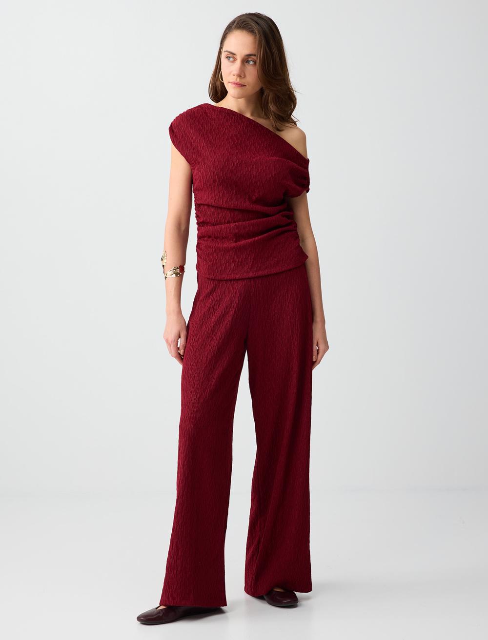 Normal Fit Trousers - Burgundy - 6SW186692562