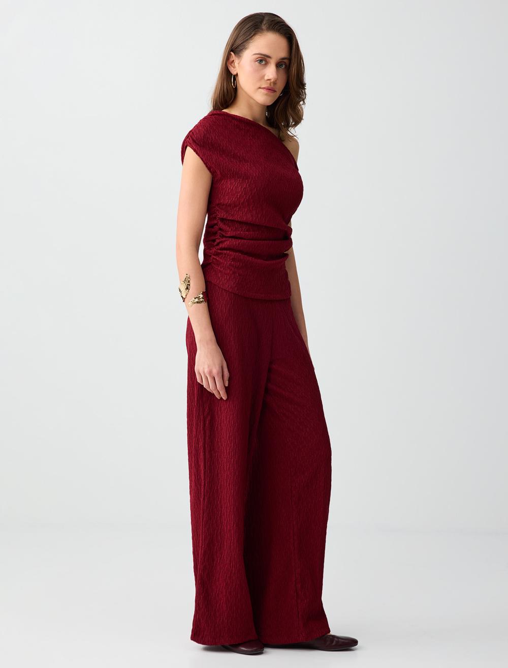 Normal Fit Trousers - Burgundy - 6SW186692562