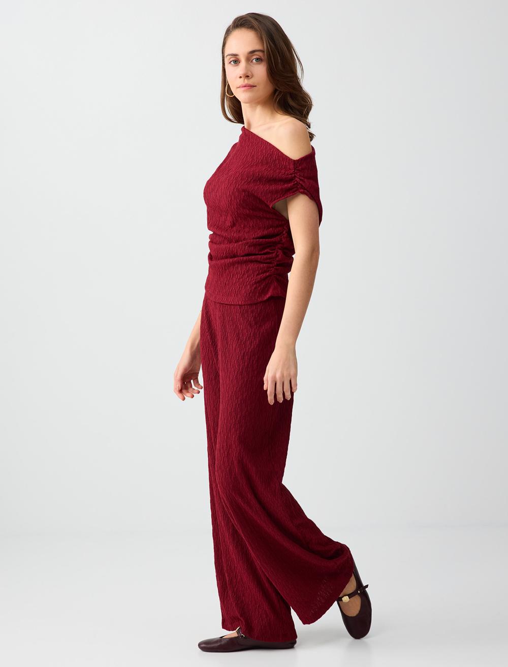 Normal Fit Trousers - Burgundy - 6SW186692562