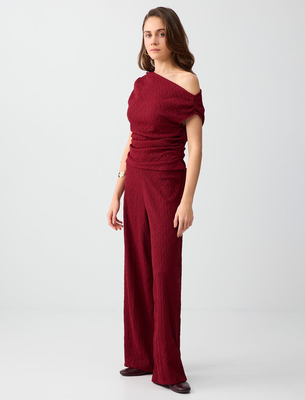 Normal Fit Trousers - Burgundy - 6SW186692562