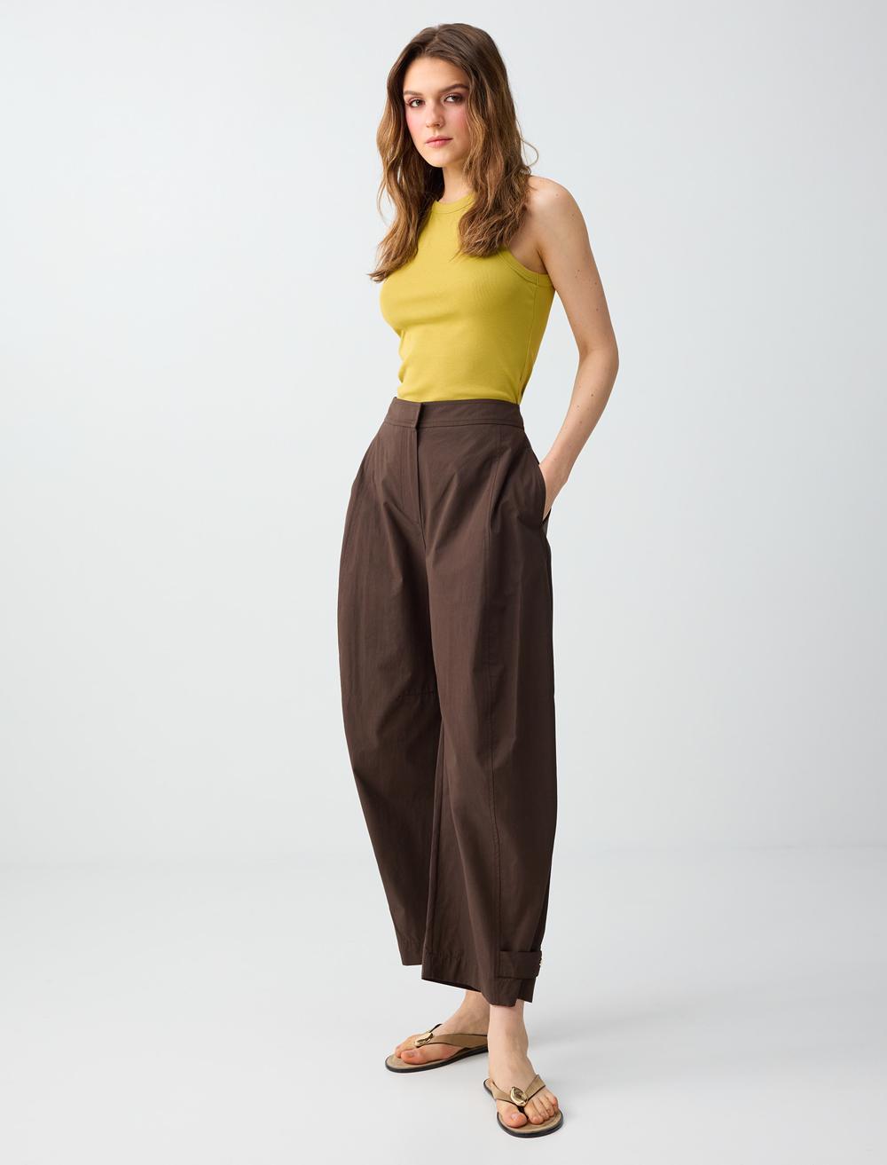 Loose Fit Trousers - Brown - 6SW186773803