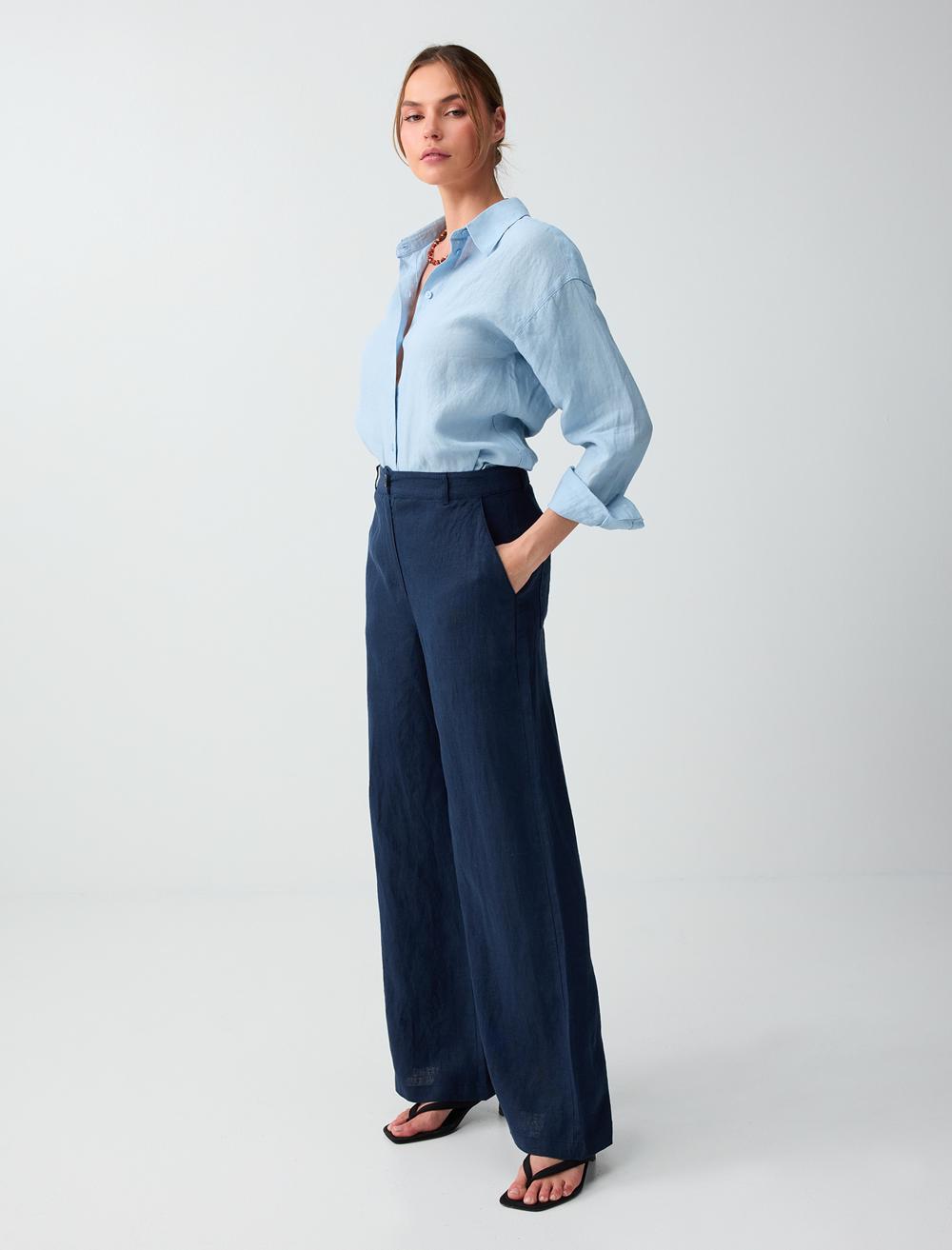 Normal Fit Trousers - Dark Blue - 6SW187025494