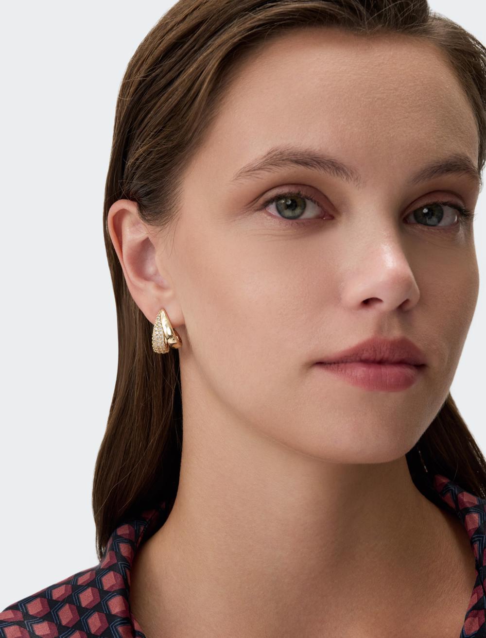 Shiny stone half-hoop earrings