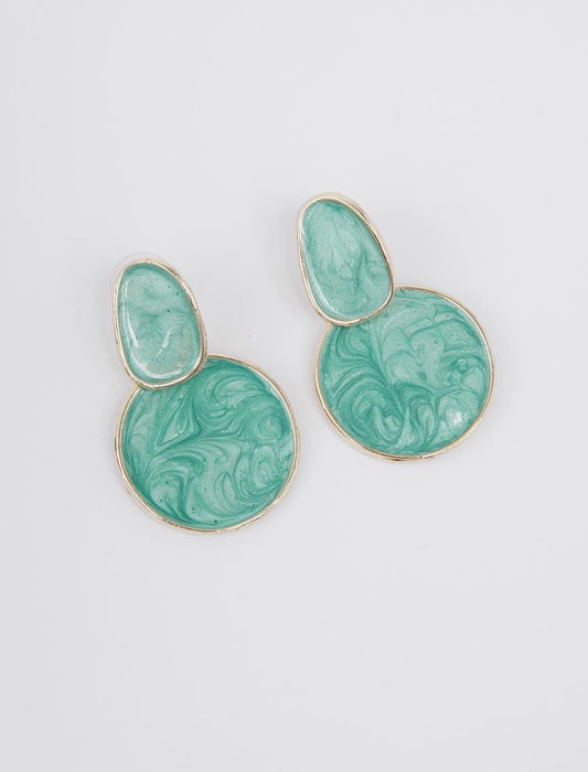 Shiny round earrings with figures