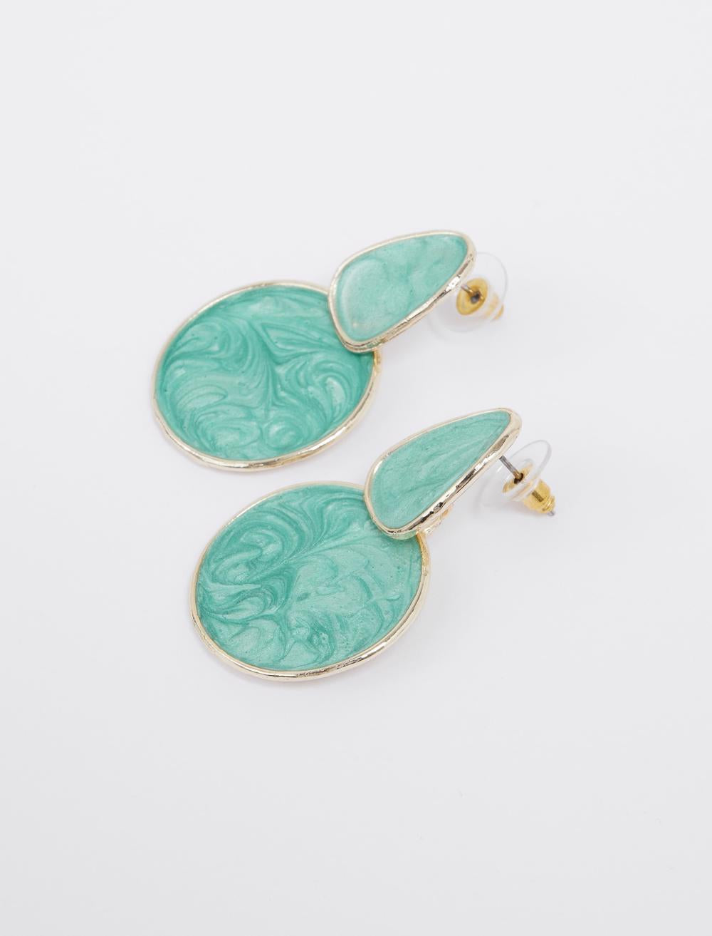 Shiny round earrings with figures