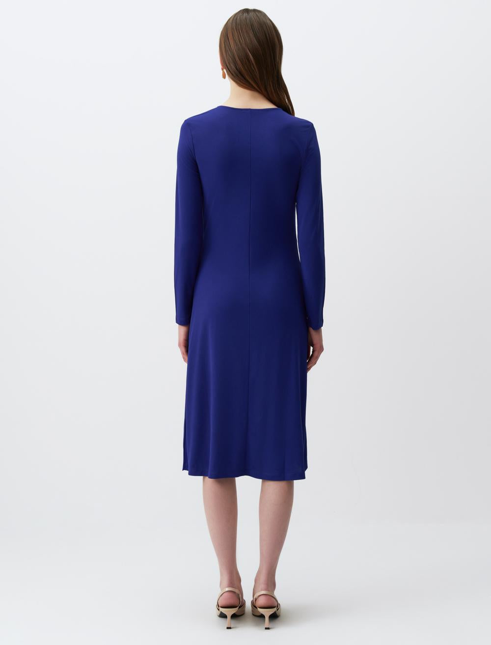 Long Sleeve Elegant Midi Dress with Window Detail - 24SE144251