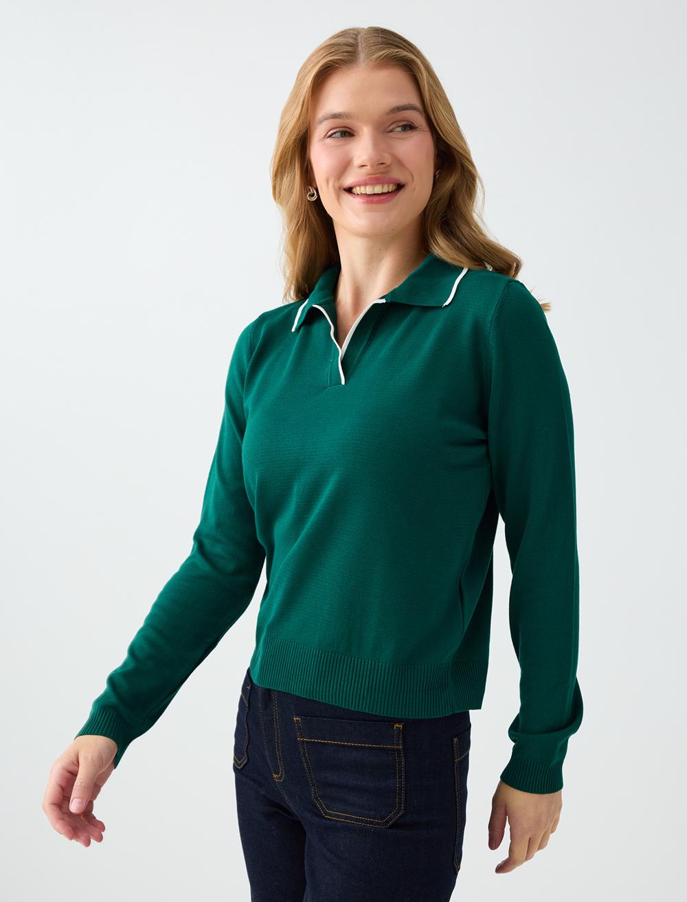 Polo Shirt Pullover - Dark Green