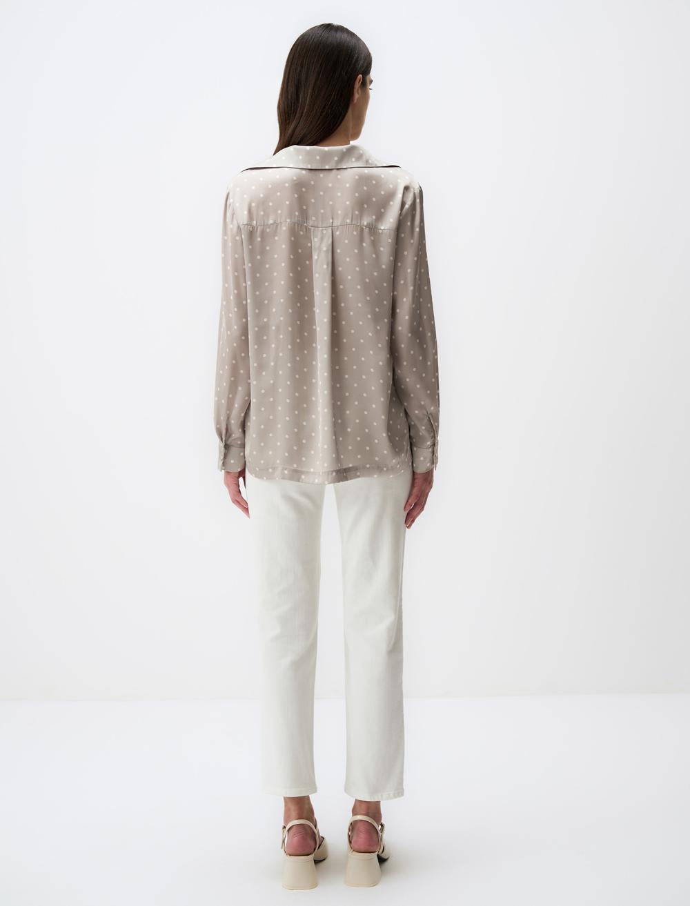 Loose Fit V-Neck Long-Sleeve Blouse - 4WW01071109