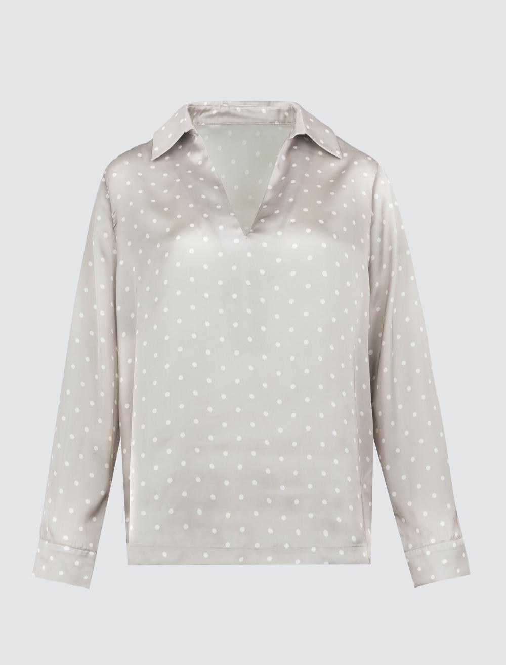 Loose Fit V-Neck Long-Sleeve Blouse - 4WW01071109