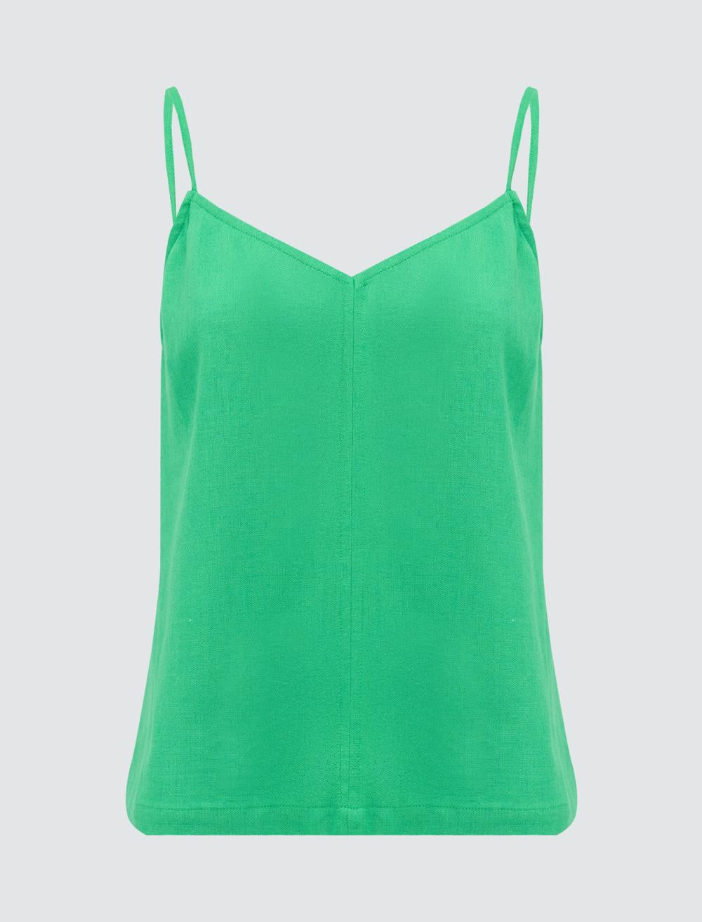 Loose Fit V-Neck Spaghetti Straps-Sleeve Blouse - 4SW072104