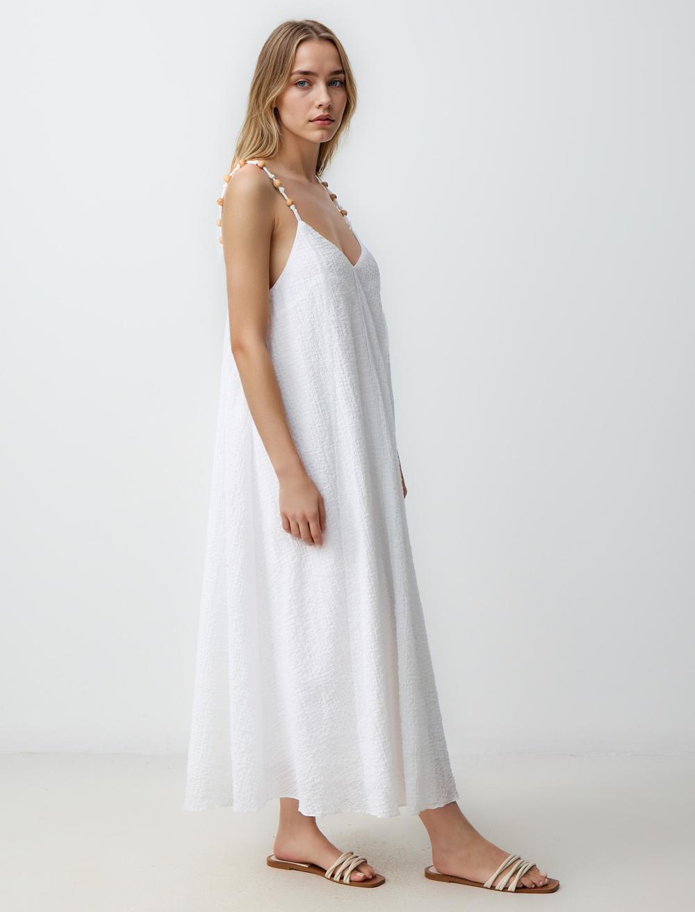 Loose Fit V-Neck Spaghetti Straps-Sleeve Dress - 5SW064375
