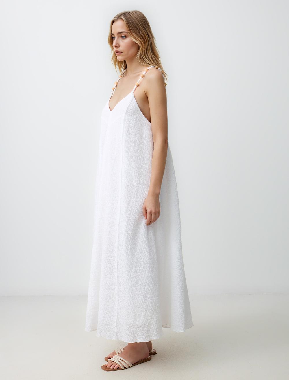 Loose Fit V-Neck Spaghetti Straps-Sleeve Dress - 5SW064375