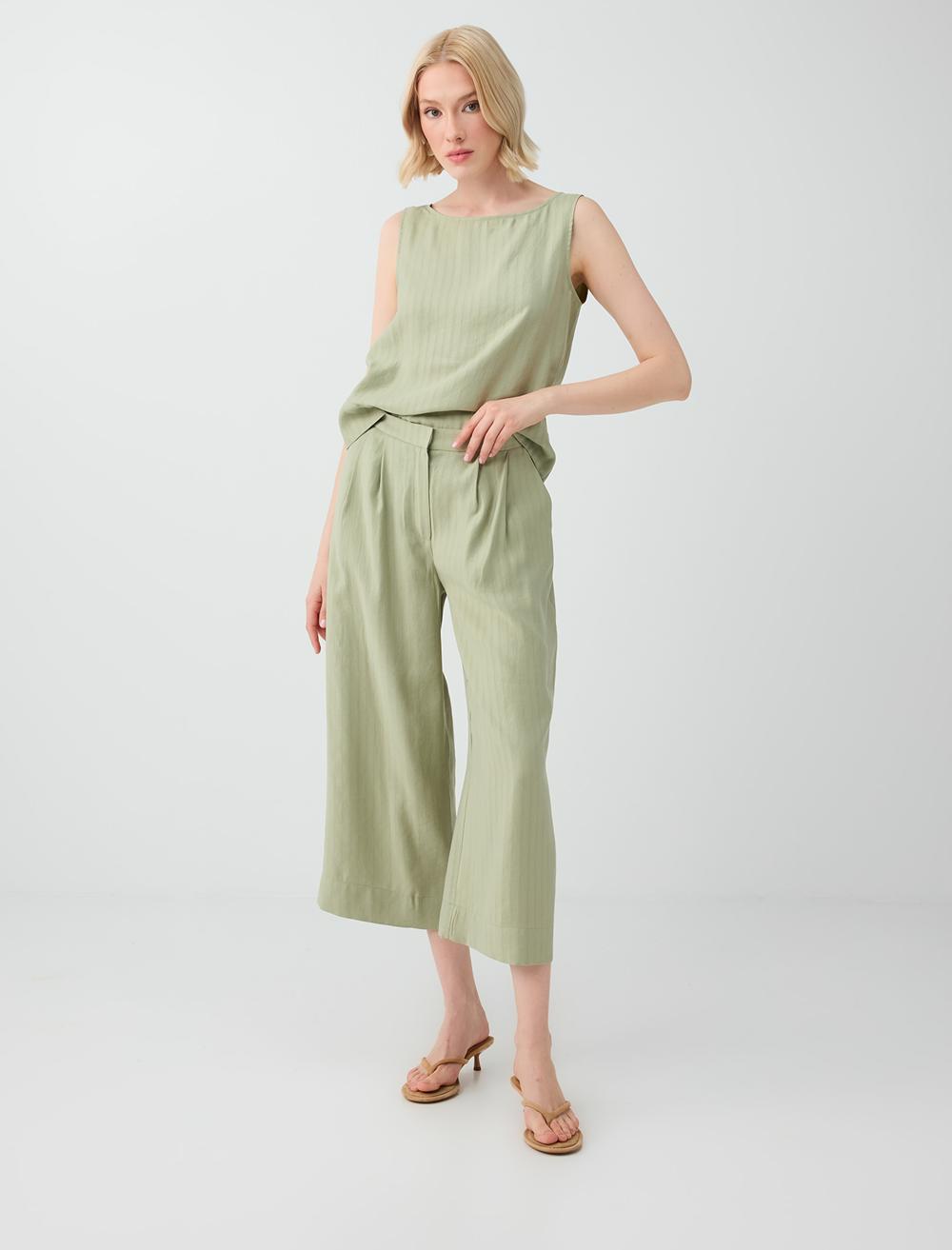 Loose Fit Trousers - Khaki - 6SW182234312