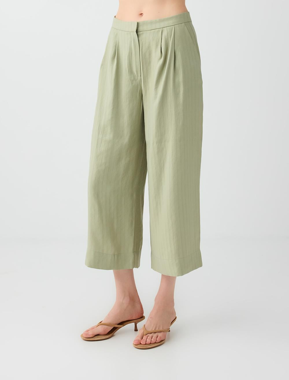 Loose Fit Trousers - Khaki - 6SW182234312