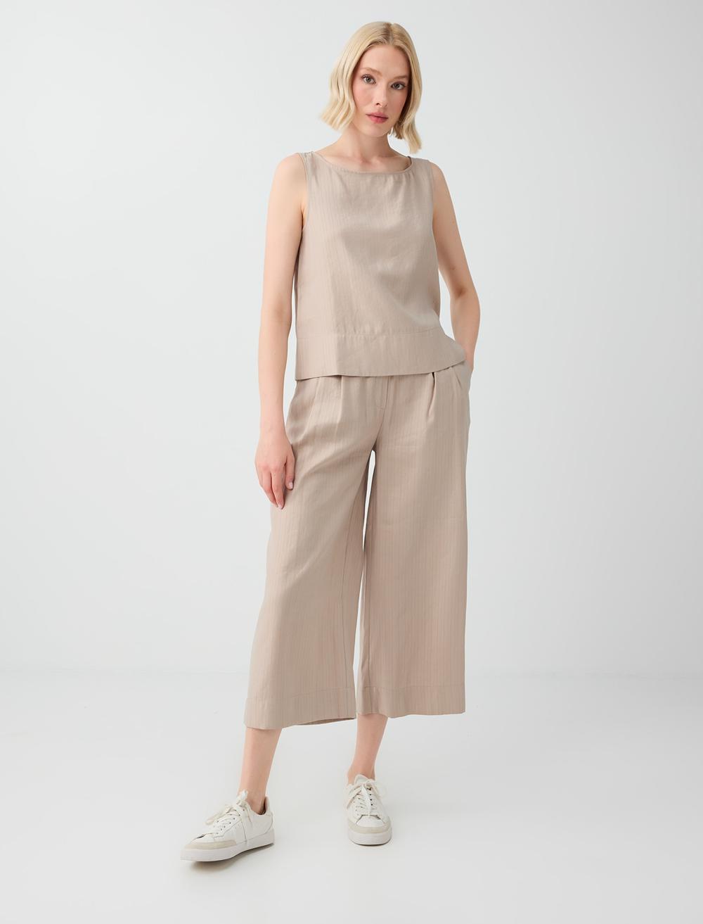 Loose Fit Trousers - Beige - 6SW182234927