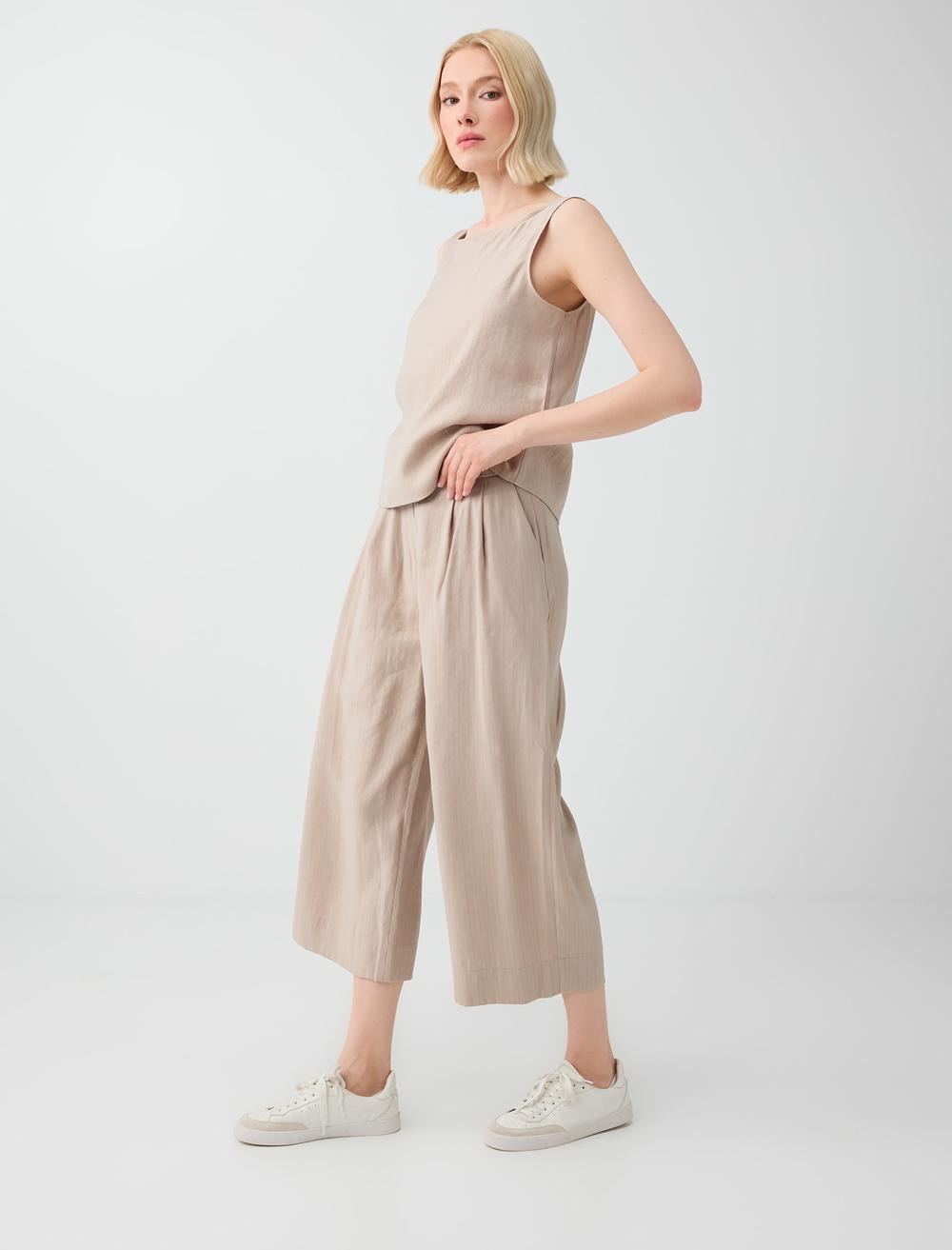 Loose Fit Trousers - Beige - 6SW182234927
