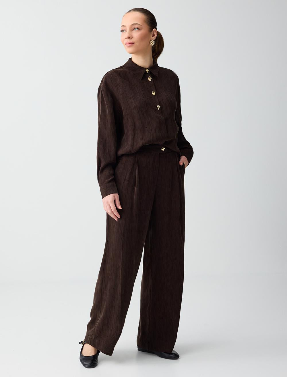 Relaxed Fit Pants - Aci Kahve