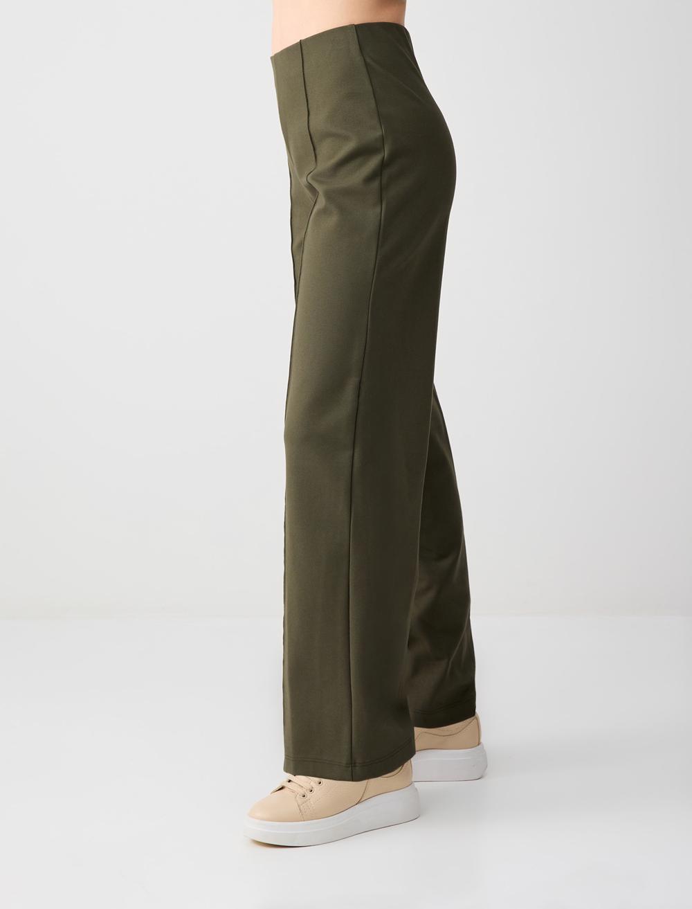 Relaxed Fit Wide-Leg High-Waist Knit Trousers - 6SW185450