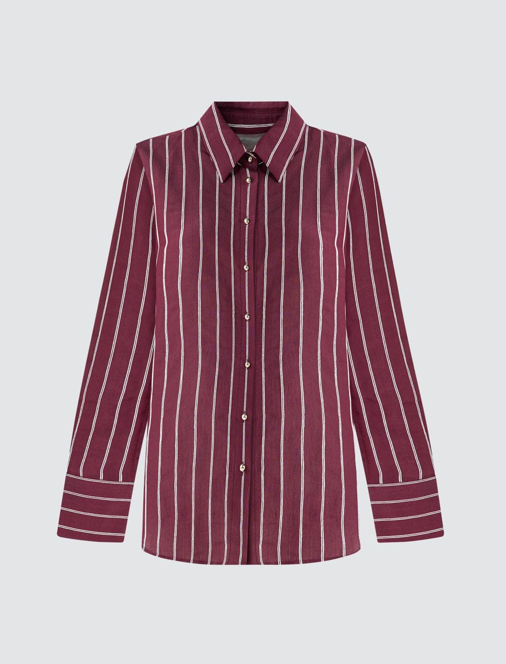 Loose Fit Shirt Collar Long-Sleeve Shirt - 5WW085619