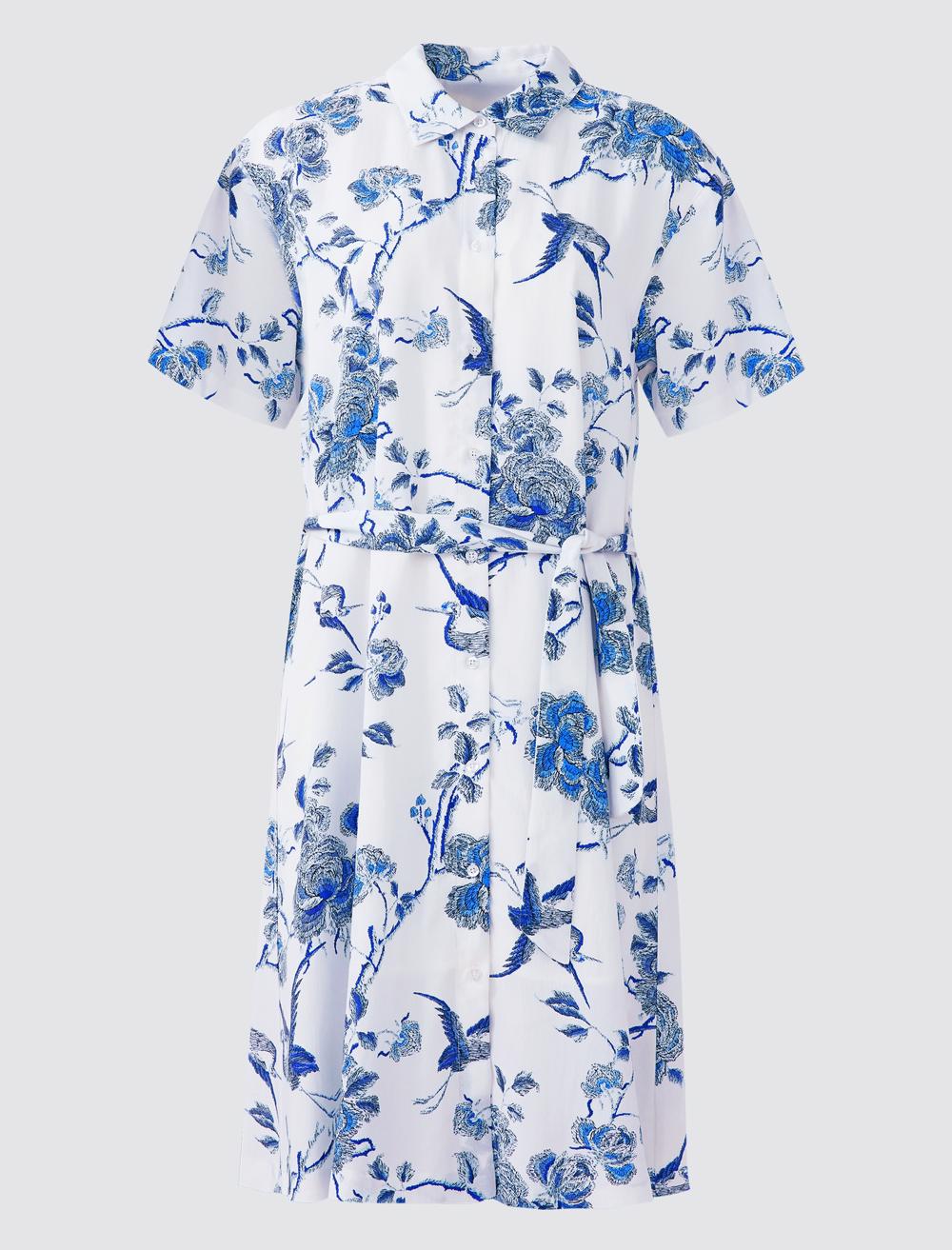 Loose Fit Shirt Collar Short-Sleeve Dress - 5SW064119