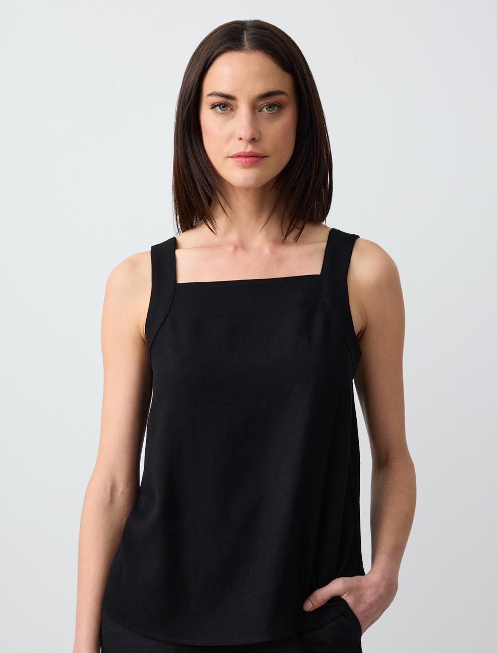Square Neck Sleeveless-Sleeve Blouse - 5SW032849